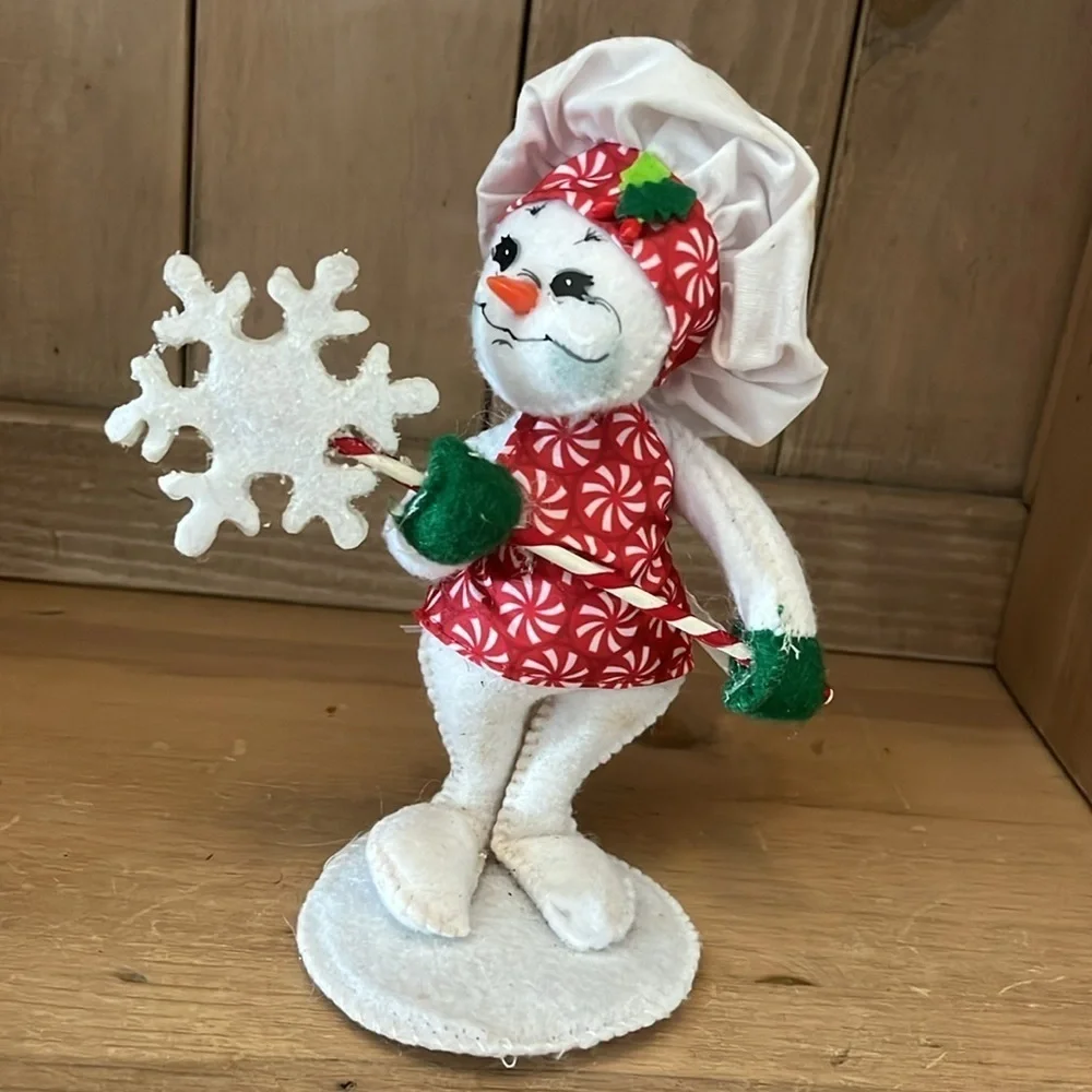 Annalee Peppermint Chef Snowman Holiday Christmas 2015 Snowflake Hat Apron